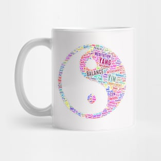 Yin Yang Philosophy Silhouette Shape Text Word Cloud Mug